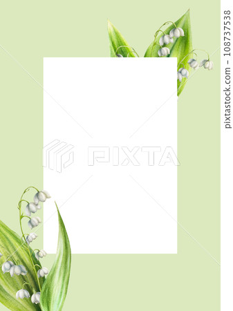 Watercolor seamless pattern with bouquets of lilies of the valley flowers isolated on white background. Spring hand painted illustration. For designers, wedding, decoration, postcards, wrapping paper, 108737538