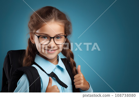 Back to School Delight A Smiling Girl Student Ready for a New Academic Journey with Backpack. created with Generative AI Back to School Delight A Smiling Girl Student Ready for a New Academic Journey with Backpack. created with Generative AI 108738080