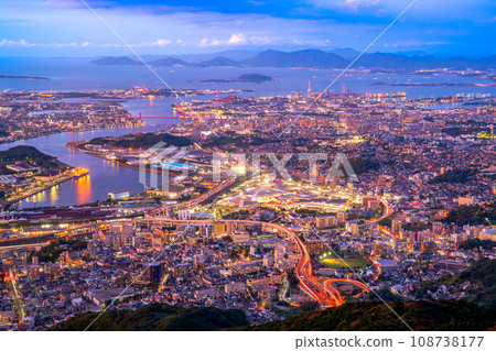Kitakyushu City, Fukuoka Prefecture, night view from Mt. Sarakura Kitakyushu City, Fukuoka Prefecture, night view from Mt. Sarakura 108738177
