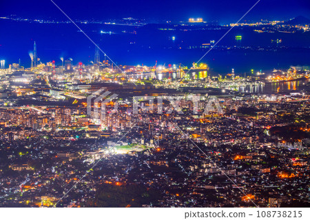 Kitakyushu City, Fukuoka Prefecture, night view from Mt. Sarakura Kitakyushu City, Fukuoka Prefecture, night view from Mt. Sarakura 108738215