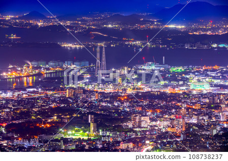Kitakyushu City, Fukuoka Prefecture, night view from Mt. Sarakura Kitakyushu City, Fukuoka Prefecture, night view from Mt. Sarakura 108738237