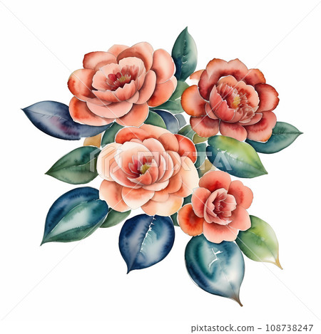 山茶花插畫AI圖像 山茶花插畫AI圖像 108738247