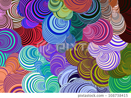 Abstract and whimsical background illustration of colorful swirls and swirls 108738415