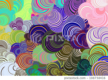 Abstract and whimsical background illustration of colorful swirls and swirls Abstract and whimsical background illustration of colorful swirls and swirls 108738416