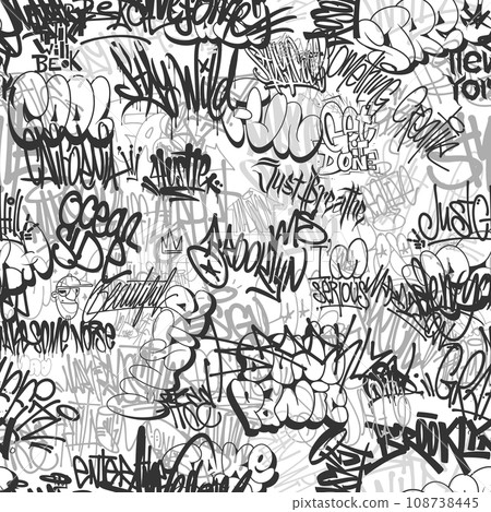 Graffity wall tags seamless pattern, graffiti street art. 108738445