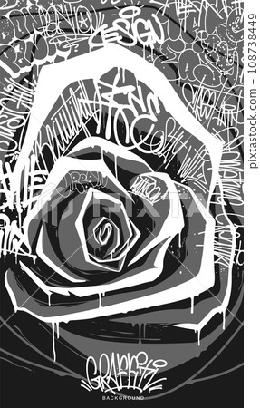 Rose flower graffiti with tags vector illustration 108738449