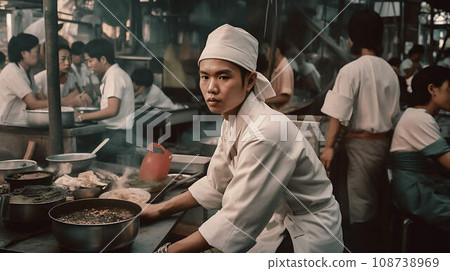 Chinese Food Market Young Chef Prepares Asian Food 108738969