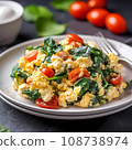 Omelette with cherry tomatoes and spinach Healthy breakfast healthy eating concept 108738974