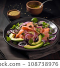 Salad with tuna, avocado, onion and capers Healthy food concept Delicious 108738976