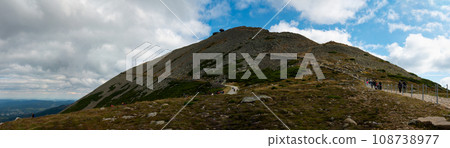 panoramic view of mount Snezhka in Karkonosz. Karpacz, Poland panoramic view of mount Snezhka in Karkonosz. Karpacz, Poland 108738977