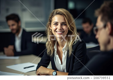 Empowered at Work Portrait of a Young Business Woman Leading a Productive Office Meeting. created with Generative AI 108739551