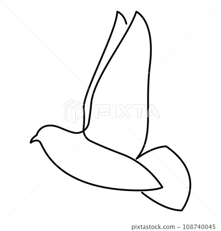 One line dove flies design silhouette. Hand drawn minimalism style vector illustration. One line dove flies design silhouette. Hand drawn minimalism style vector illustration. 108740045