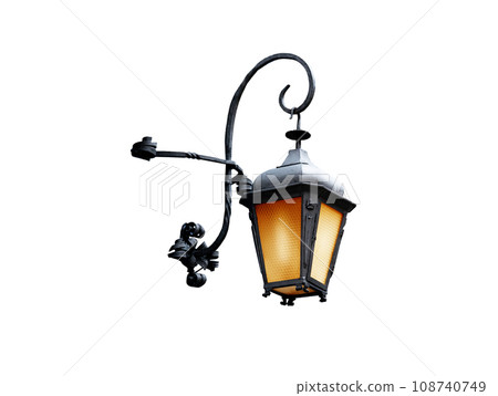 vintage street night lamp isolated on white 108740749