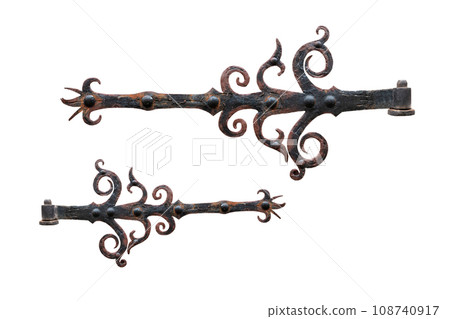 old metal door hinge isolated on white background old metal door hinge isolated on white background 108740917