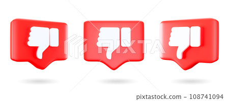 Red bubble dislike button 3d render. Red bubble dislike button 3d render. 108741094