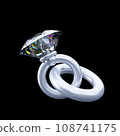 Pair of wedding rings with a diamond, a couple wedding diamond ring. 108741175