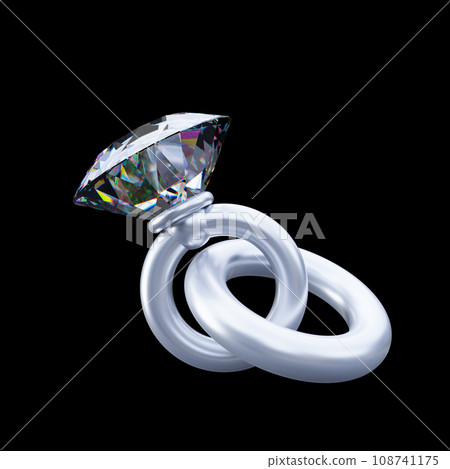 Pair of wedding rings with a diamond, a couple wedding diamond ring. 108741175