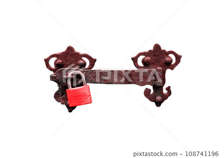 old metal door hinge isolated on white background 108741196