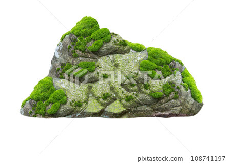 stone covered with moss isolated on white background stone covered with moss isolated on white background 108741197