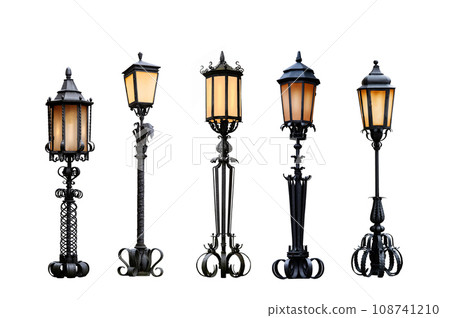vintage street night lamp isolated on white background vintage street night lamp isolated on white background 108741210