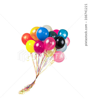 flying balloons isolated on white background flying balloons isolated on white background 108741221