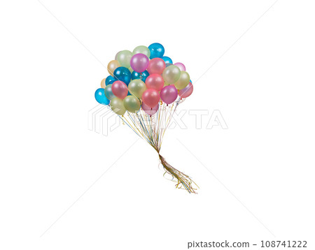 flying pastel balloons isolated on white background flying pastel balloons isolated on white background 108741222