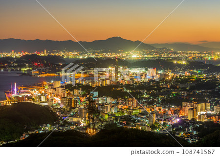 Night view from Kaikyo Yume Tower, Shimonoseki City, Yamaguchi Prefecture Night view from Kaikyo Yume Tower, Shimonoseki City, Yamaguchi Prefecture 108741567