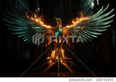 Phoenix is flying burning with fire. Birds. Mythical creatures. Generative AI 108741935