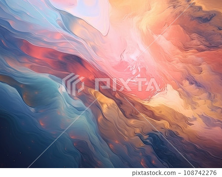 Ink texture watercolor hand drawn marbling illustration, abstract background, aqua print. Template for sail, wedding invitations. AI Generative. 108742276