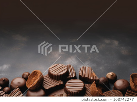 Border of chocolate isolated on white background.  AI Generative. 108742277