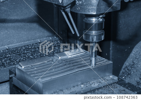 The CNC milling machine rough cutting the injection mold parts by indexable tools. The CNC milling machine rough cutting the injection mold parts by indexable tools. 108742363