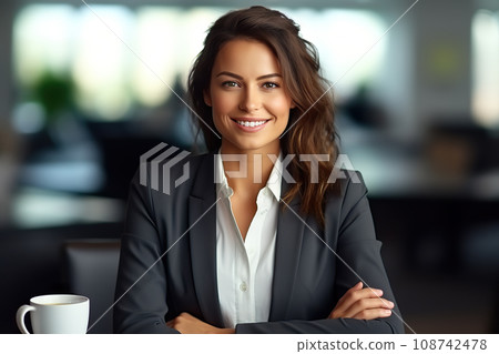 Empowered Businesswoman Joyful Manager Flourishing at Office - Female Professional Achieving Success and Happiness. created with Generative AI 108742478