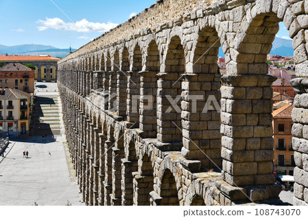 Segovia city and medieval ancient Roman Aqueduct Segovia city and medieval ancient Roman Aqueduct 108743070