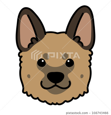 德國牧羊犬臉部的主線簡單可愛的插圖 德國牧羊犬臉部的主線簡單可愛的插圖 108743466