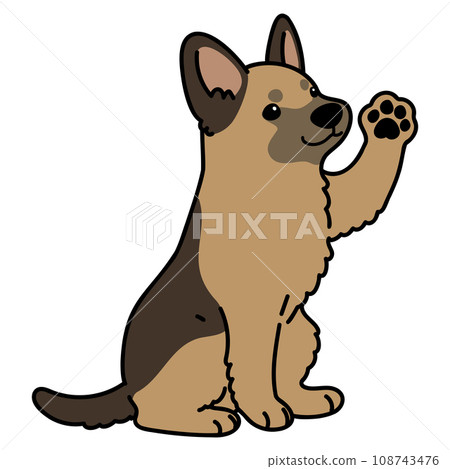 一隻簡單可愛的德國牧羊犬用主線揮舞的插圖 一隻簡單可愛的德國牧羊犬用主線揮舞的插圖 108743476