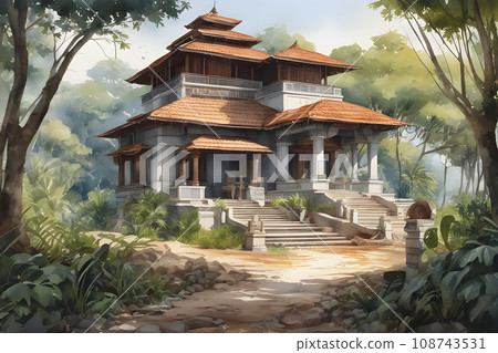 water color and european culture house 108743531