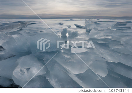 melting arctic sea ice floes breaking 108743544
