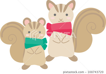 兩隻松鼠──一隻裹著紅領巾的松鼠,一隻裹著綠領巾的松鼠 兩隻松鼠──一隻裹著紅領巾的松鼠,一隻裹著綠領巾的松鼠 108743720