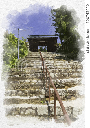 Watercolor style Niimi Funagawa Hachiman Shrine approach Niimi City, Okayama Prefecture Watercolor style Niimi Funagawa Hachiman Shrine approach Niimi City, Okayama Prefecture 108743930