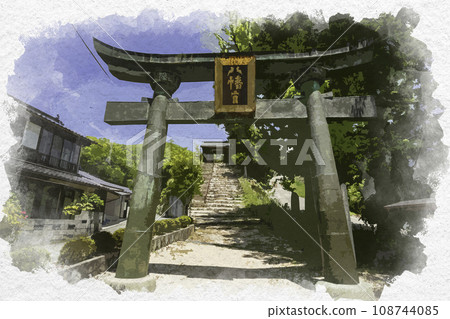 水彩風格新見船川八幡神社青銅牌坊 岡山縣新見市 水彩風格新見船川八幡神社青銅牌坊 岡山縣新見市 108744085