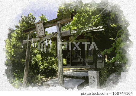 水彩風格 新見船川八幡宮 雪江社 岡山縣 新見市 108744104