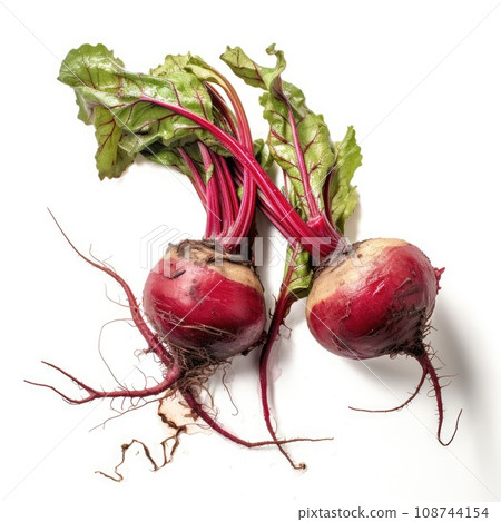 Beetroot with leaves isolated on white background. Generative AI 108744154