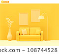 Vector yellow sofa on yellow background 108744528