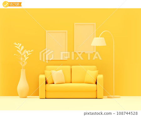 Vector yellow sofa on yellow background 108744528