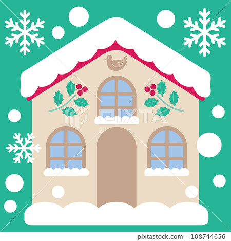 聖誕圖案 icon_house 覆蓋著雪_背景 聖誕綠色 聖誕圖案 icon_house 覆蓋著雪_背景 聖誕綠色 108744656