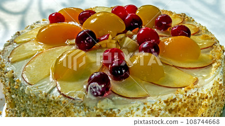 Cake with apricot. Cake with apricot. 108744668