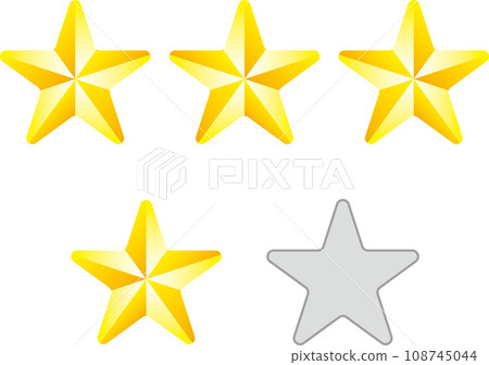 Illustration of stars used for 4 stars_rating_grade_rank etc. Illustration of stars used for 4 stars_rating_grade_rank etc. 108745044