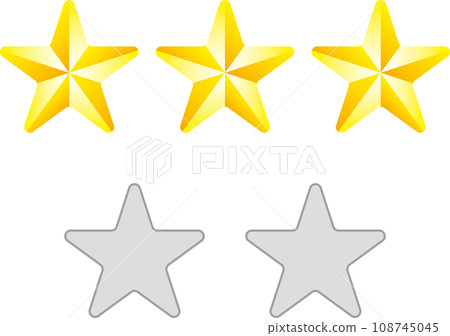 Three stars_Set of stars used for evaluation, grade, rank, etc. Three stars_Set of stars used for evaluation, grade, rank, etc. 108745045