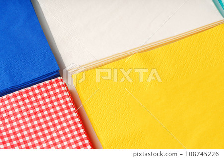 Colorful square paper napkins background top view 108745226