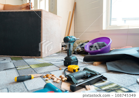 Set of tools in the workshop close up Set of tools in the workshop close up 108745349